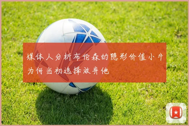 媒体人分析布伦森的隐形价值小牛为何当初选择放弃他